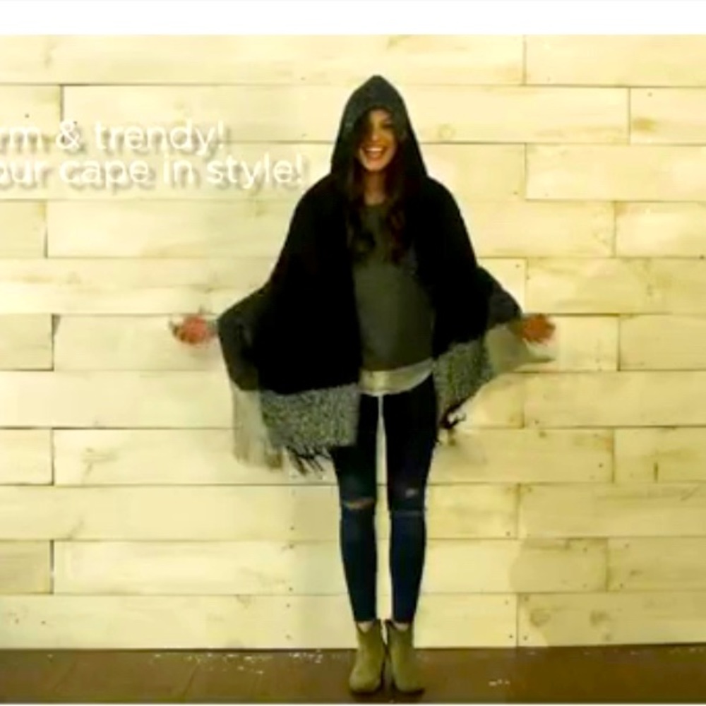 Solid Cape with Tribal Border with toggle and Hood